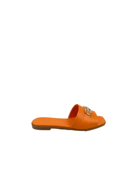 Klapki Ferragamo skórzane pomarańczowe