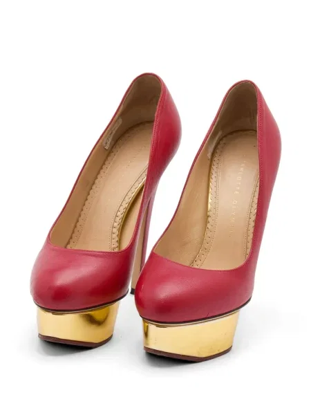 Pantofi cu toc Charlotte Olympia cu platformă roșu