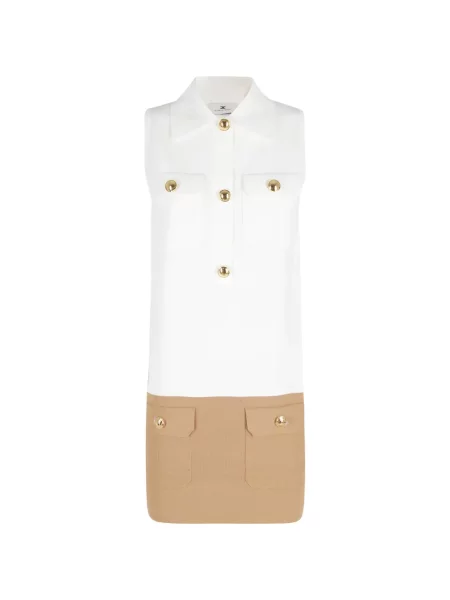 Kołnierzykowy sukienka koszulowa Elisabetta Franchi biała