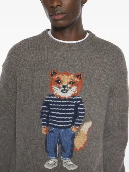 Pulover Maison Kitsune gri