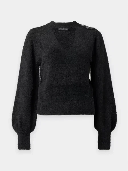GUESS Pulover LS CHOCKER JAYCEE SWTR' negru