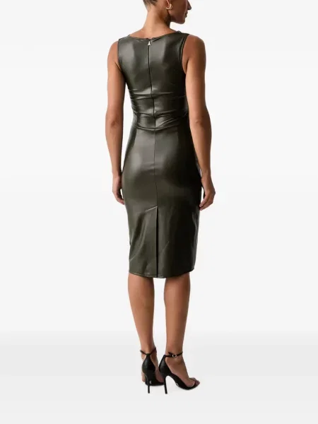 Rochie midi Patrizia Pepe din piele drapată verde