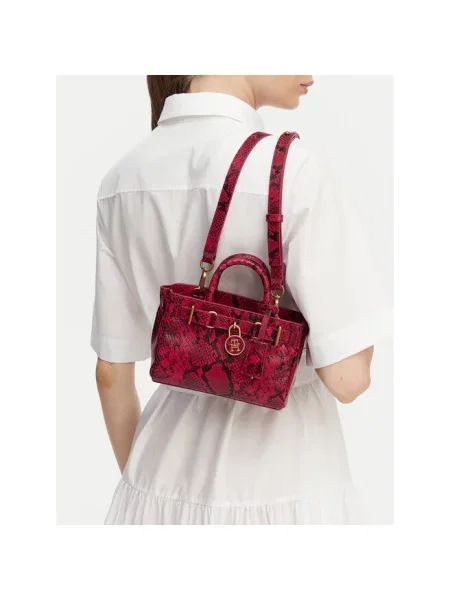 Tommy Hilfiger torebka shopper skórzana czerwona
