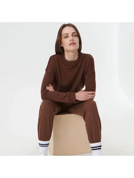 Top Sinsay s kulatým výstřihem hnědý