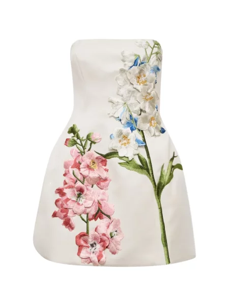Rochie mini Leo Lin cu model floral alb