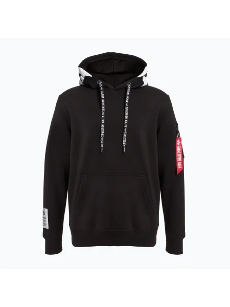 Alpha Industries mikina s kapucňou pánska s bavlnou čierna