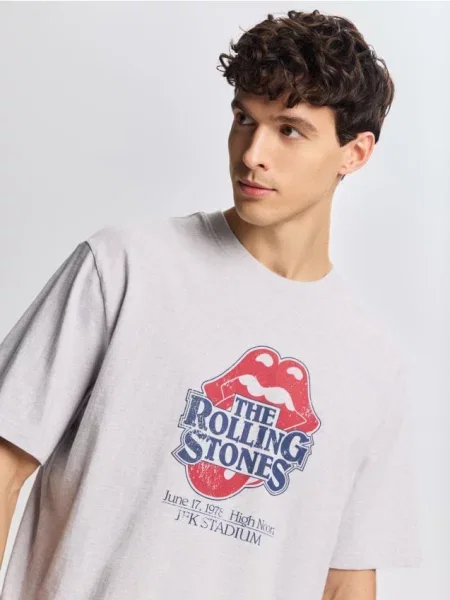 Reserved Tricou The Rolling Stones deschis gri