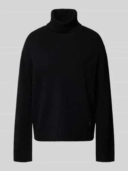 Sweter z golfem o kroju relaxed fit z czystej wełny Liu Jo White czarny