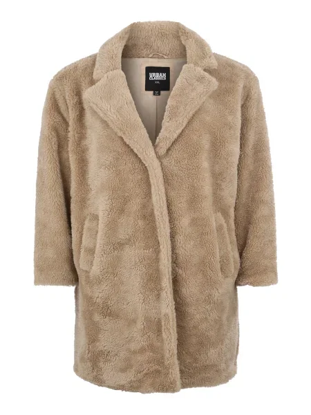 Urban Classics Palton de primăvară-toamnă Sherpa nisipiu