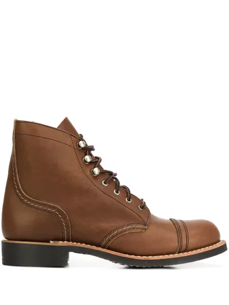 Cizme scurte Red Wing Shoes cu șireturi din dantelă roșu