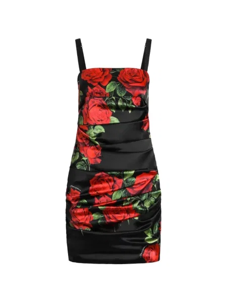 Rochie mini Dolce & Gabbana din satin cu imagine negru