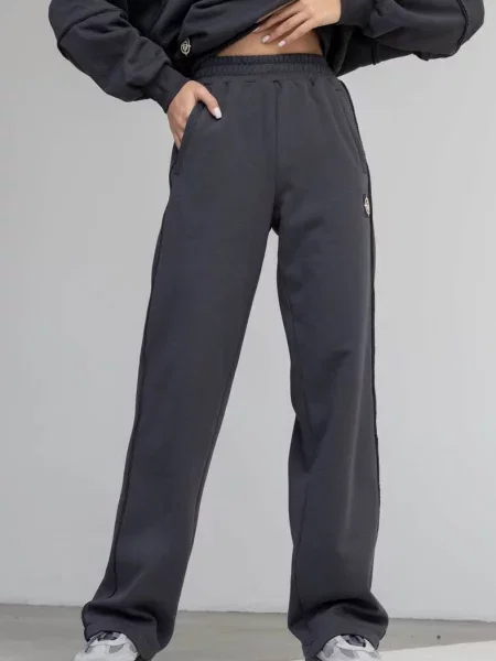 Теплые брюки с начесом сірі