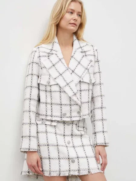 Піджак Bruuns Bazaar однобортний візерунок білий