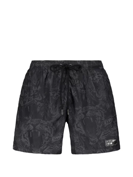 Slip de baie Plein Sport cu imagine cu cordon negru