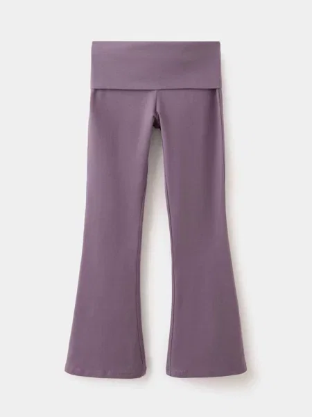 Legginsy z wywijanym pasem purpurowy Dzieci lata MANGO KIDS
