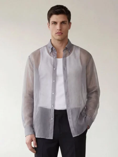 ARMIE Košeľa The Jacob Organza Overshirt' sivá