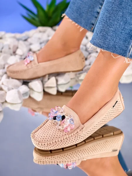 Křišťálové prolamované mokasíny Resti hnědé