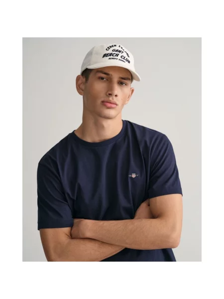 T-shirt o kroju regular fit z wyhaftowanym logo model ‘SHIELD’ Gant niebieska