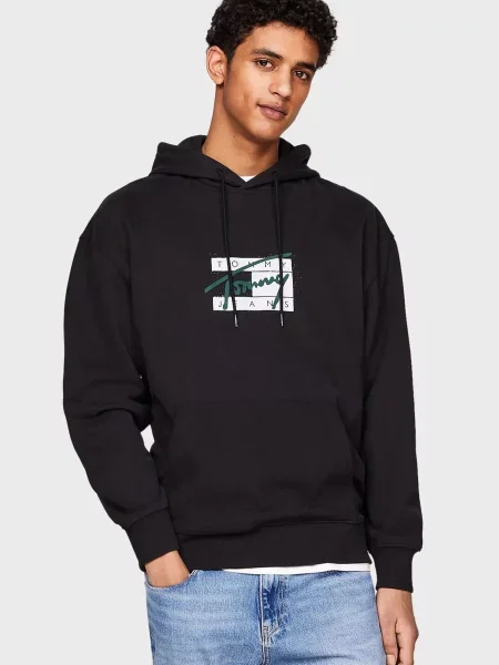 Худі Tommy Jeans з капюшоном чорне
