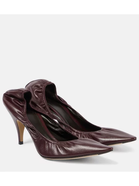 Pantofi cu toc The Row din piele bordo