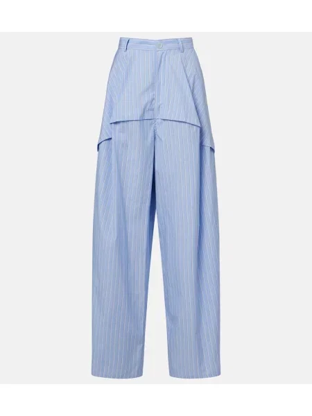 Pantaloni Loewe cu dungi din poplin albastru