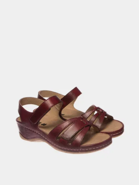 Кожаные босоножки Leon бордовые