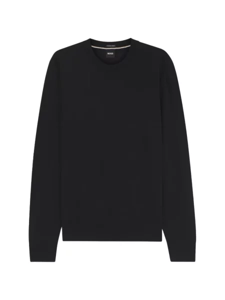 Pulover Boss de lână cu decolteu rotund negru
