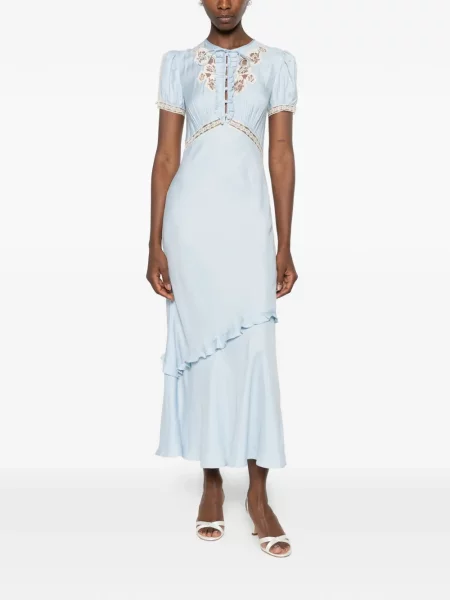 Rochie midi Self-portrait din dantelă albastru