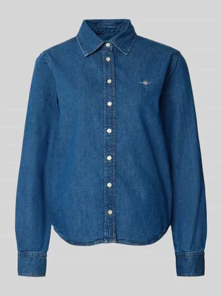 Bluzka jeansowa o kroju relaxed fit z czystej bawełny Gant niebieska