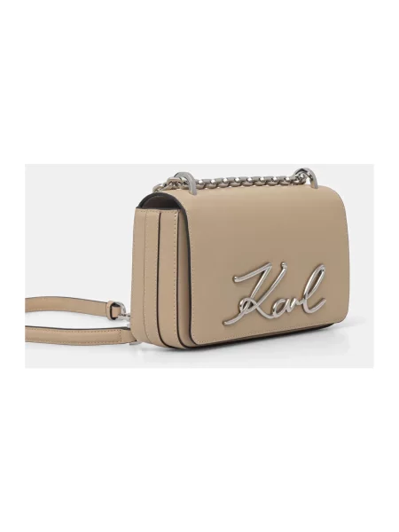 Karl Lagerfeld torebka crossbody skórzana K/SIGNATURE beżowa