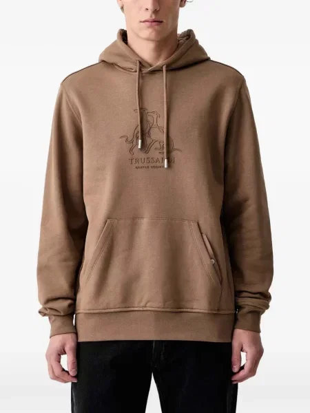 Hoodie Trussardi με απλικέ καφέ
