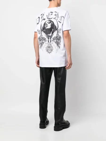 Raštuotas marškinėliai Philipp Plein balta