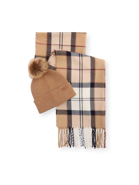 Barbour czapka i szalik beżowy