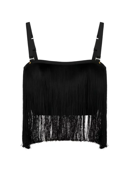 Top Elisabetta Franchi cu franjuri negru