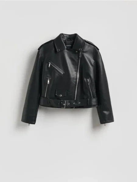 Reserved Geacă din piele ecologică negru