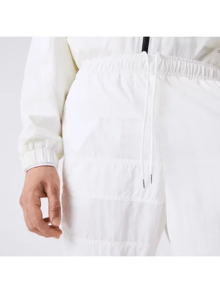 Lacoste Wodoodporne Spodnie Sportowe Z Efektem Patchworku biały