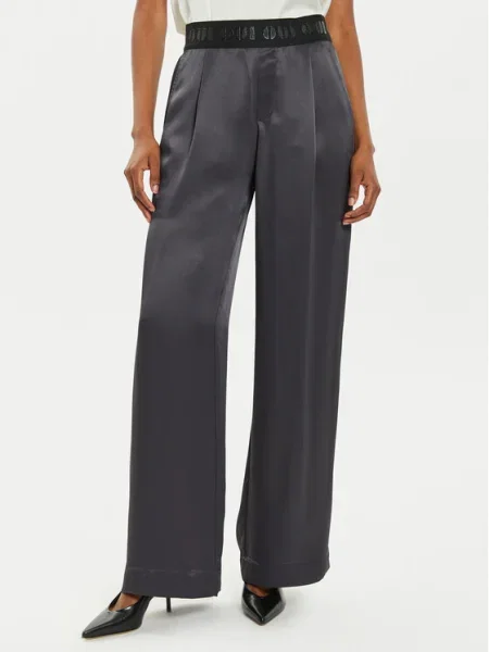 Панталон OUI с широка каройка с висока талия сиво