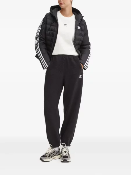 Pruhovaná džínová bunda Adidas s kapucí černá