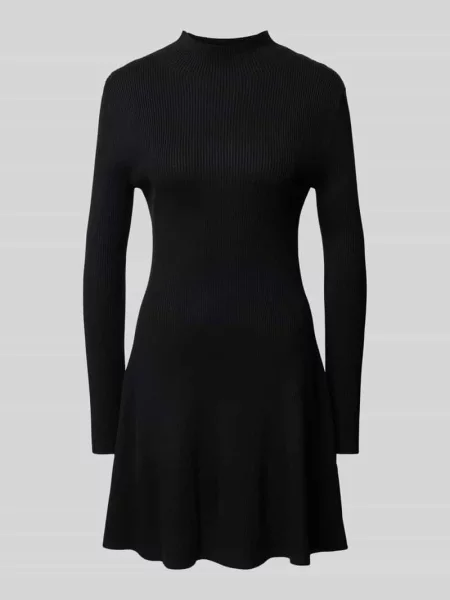 Sukienka mini z drobnym prążkowaniem Jake*s Casual czarna