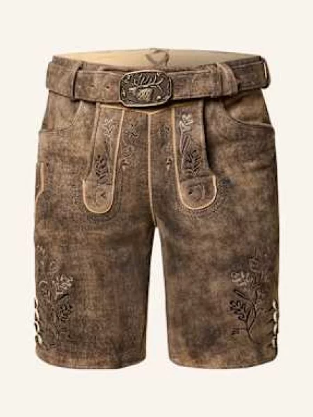 Spieth & Wensky Kožené Krojové Kalhoty Feistritz hnědá/ světle hnědá