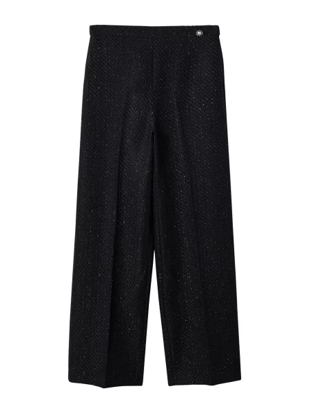 MANGO Pantaloni cu dungă BLING' negru