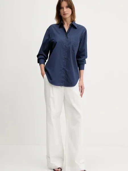 Emporio Armani koszula granatowy regular z kołnierzykiem klasycznym niebieska