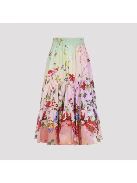 Wielobarwność spódnica midi Roberto Cavalli w kwiatki do kolan
