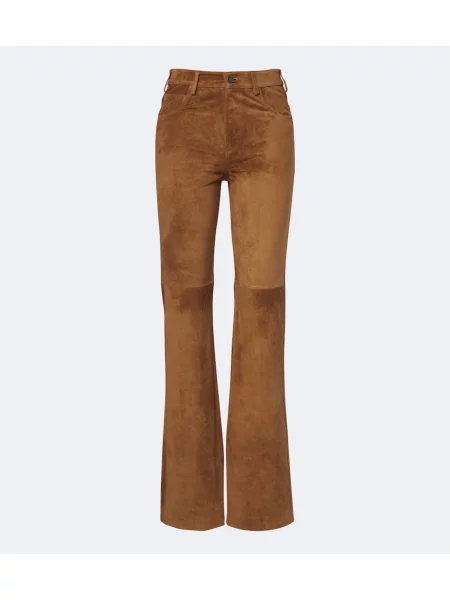 Pantaloni Nili Lotan din piele de căprioară maro