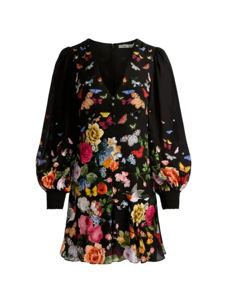 Rochie mini Alice + Olivia cu model floral de costum negru