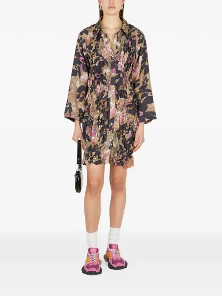 Rochie mini Perks And Mini cu model floral cu volane maro