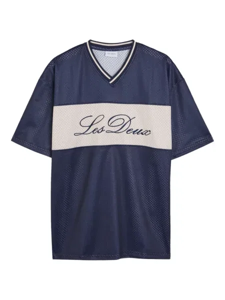 Тениска Les Deux с V-образно деколте синьо