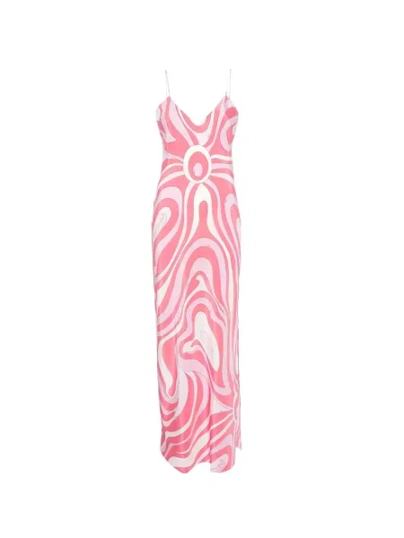 Rochie maxi Pucci de mătase cu imagine roz