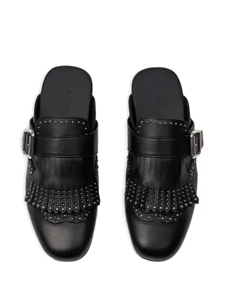 Papuci tip mules Scarosso cu franjuri negru