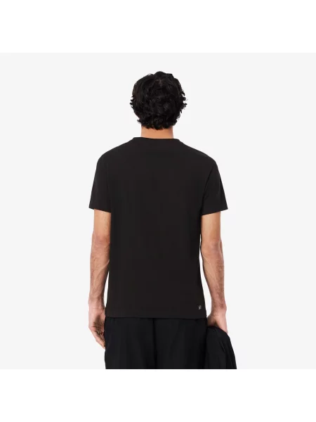 Lacoste T-Shirt Z Okrągłym Dekoltem Z Nadrukiem Regular Fit czarny